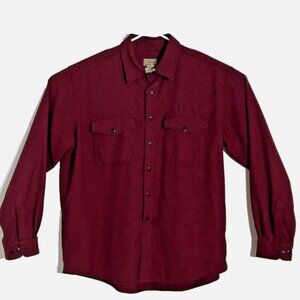 Vintage LL Bean Shirt Mens Large Red Black Houndstooth Made In USA Cotton